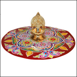 "Rangoli Sticker with Kamakshi Brass Diya - Click here to View more details about this Product